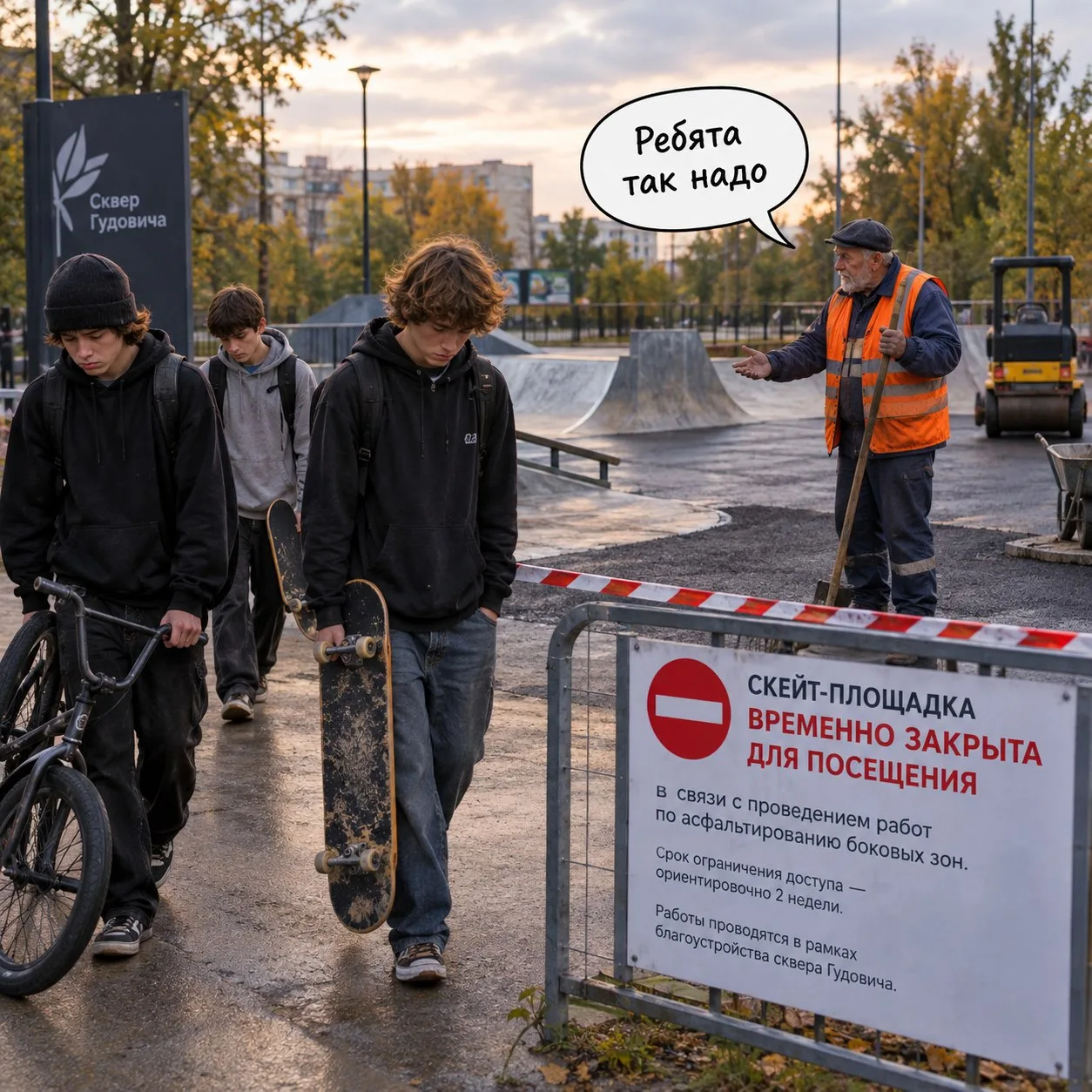 В связи с проведением работ по асфальтированию боковых зон скейт-площадки с понедельник...