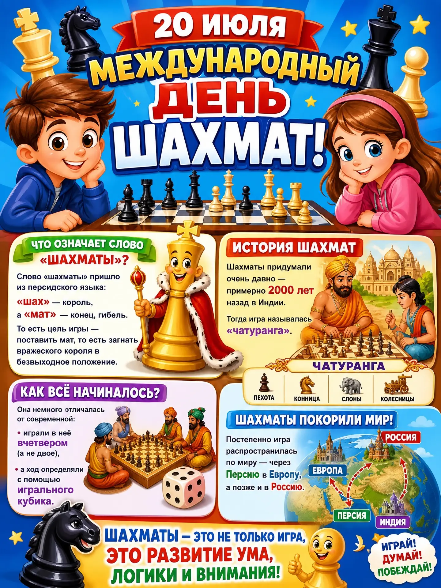 🗣️Ход конём: сегодня Международный день шахмат! ♟️👑

Шахматы — это не просто игра. Это настоящее с