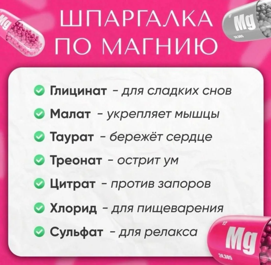 🤞🏻 Магний: короткая шпаргалка, которую стоит сохранить!