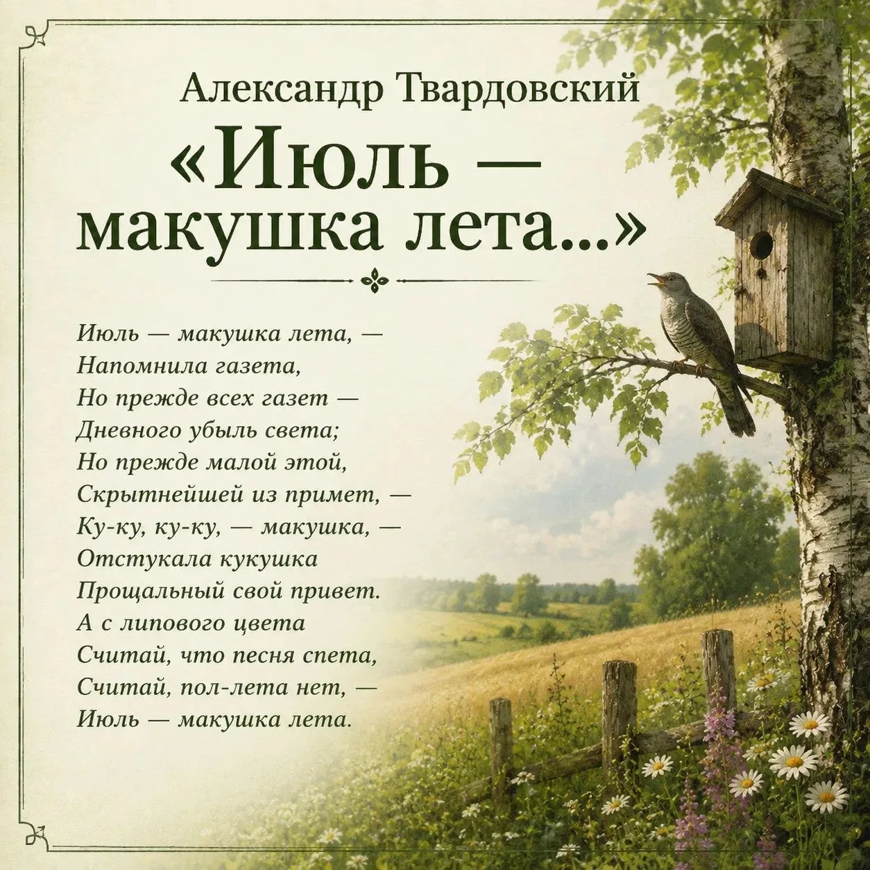 ☀️ Июль — макушка лета, время, когда солнце светит ярче всего, а дни кажутся бесконечны...