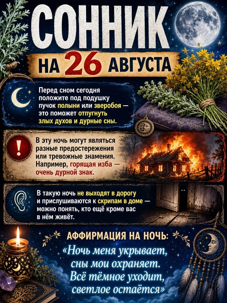 🌜 СОННИК НА 26 АВГУСТА 🌛