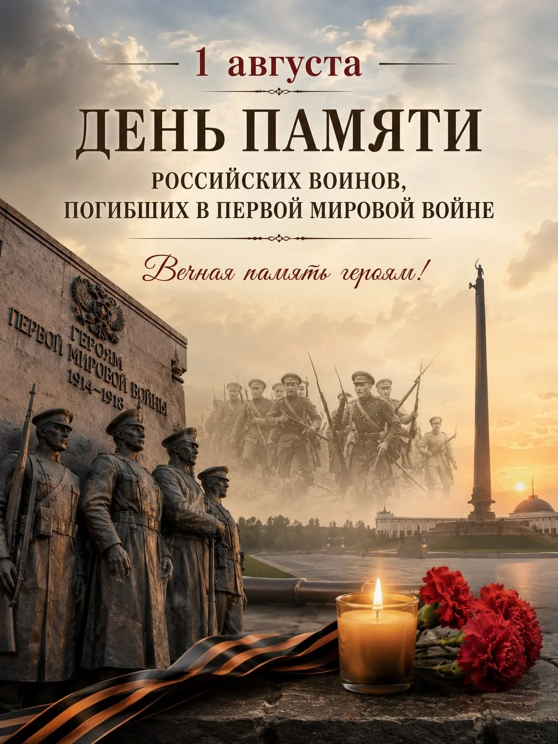 🕯 1 августа — День памяти российских воинов, погибших в Первой мировой войне.

Именно 1 августа 191