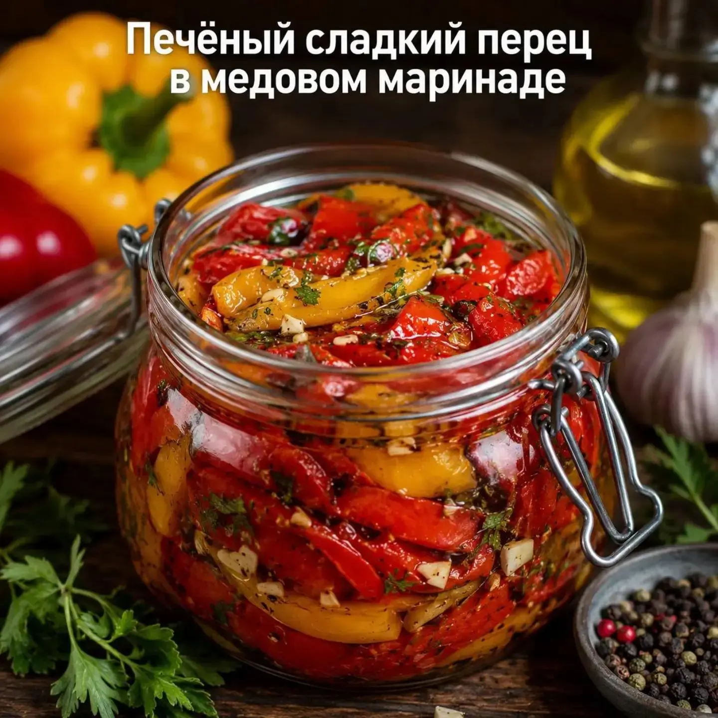 🫑 Печёный сладкий перец в медовом маринаде на зиму — ароматная закуска, которая исчеза...