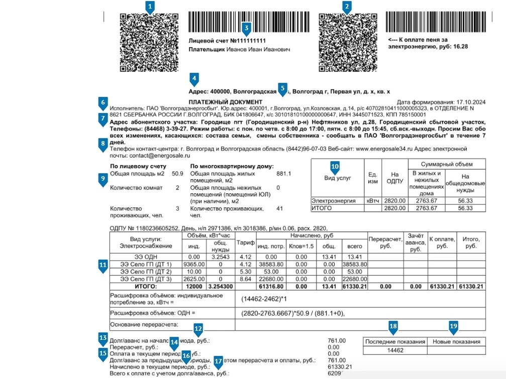🔍Разбираемся в квитанции ПАО «Волгоградэнергосбыт»: просто и понятно!