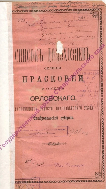 ГАСК. Список жителей села Прасковеи за 1901 г. Ф. 806. Оп. 1. Д. 320