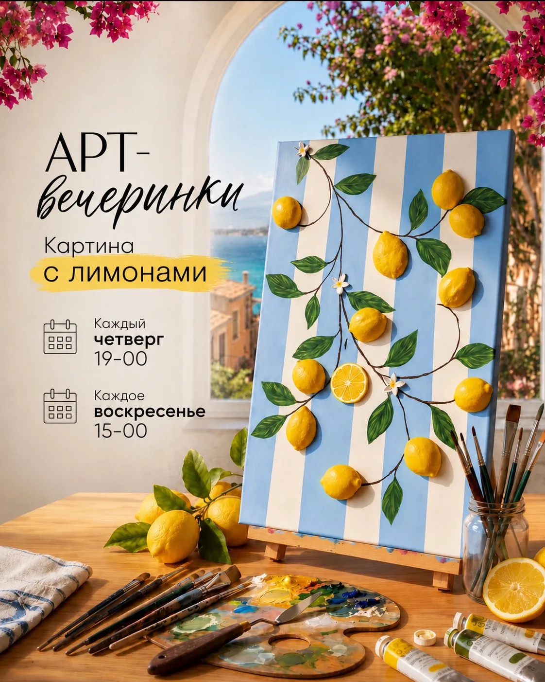 🍋 Арт-вечеринки с лимонами — атмосфера Италии, творчества и вдохновения 🎨✨