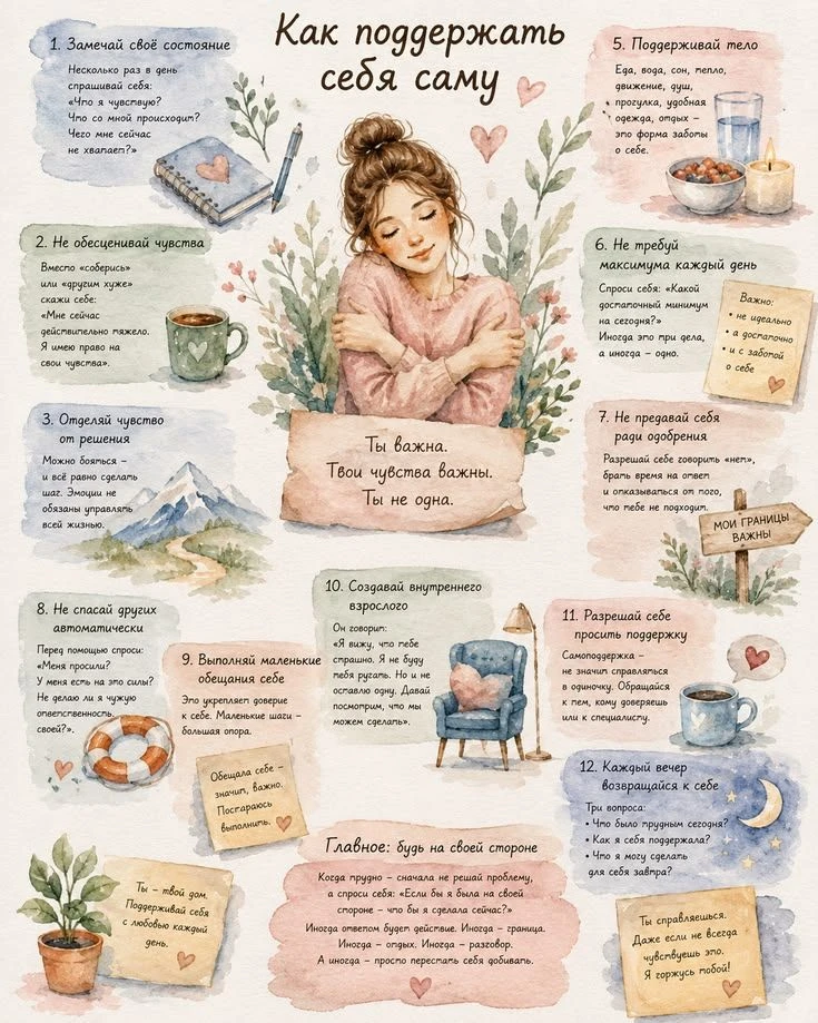 Как поддержать себя саму🤔🛑