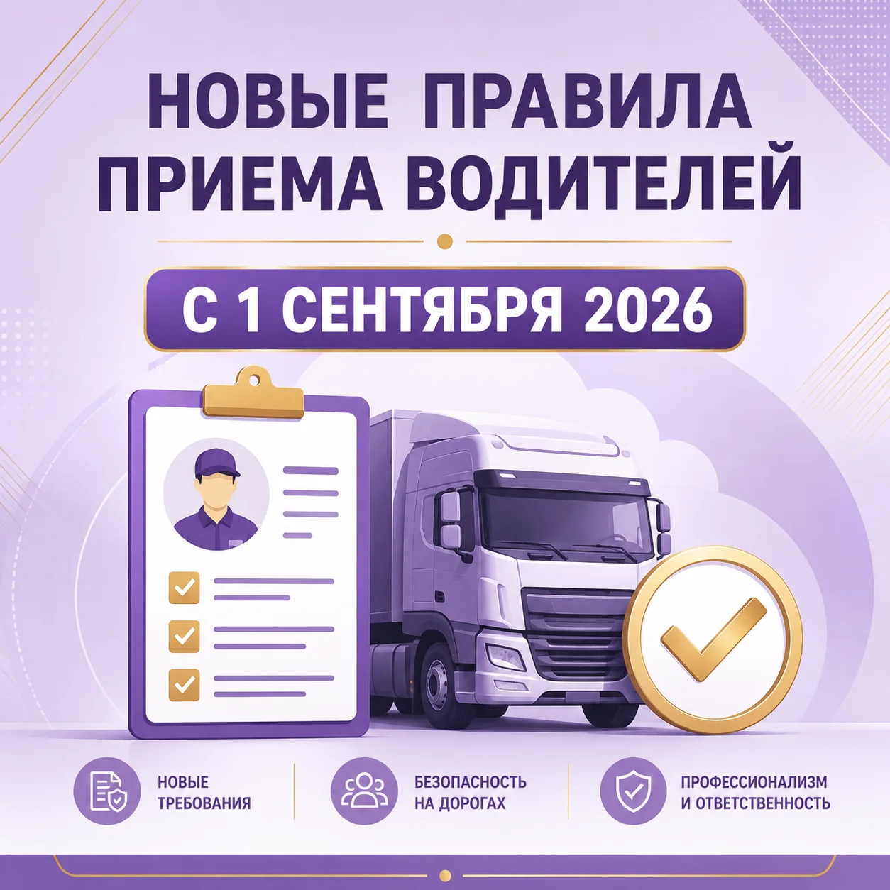 🚦 С 1 сентября 2026 года водителей принимают на работу уже по новым правилам.
