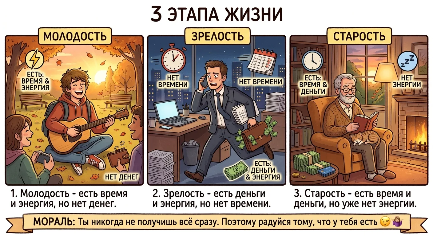 3 этапа жизни.