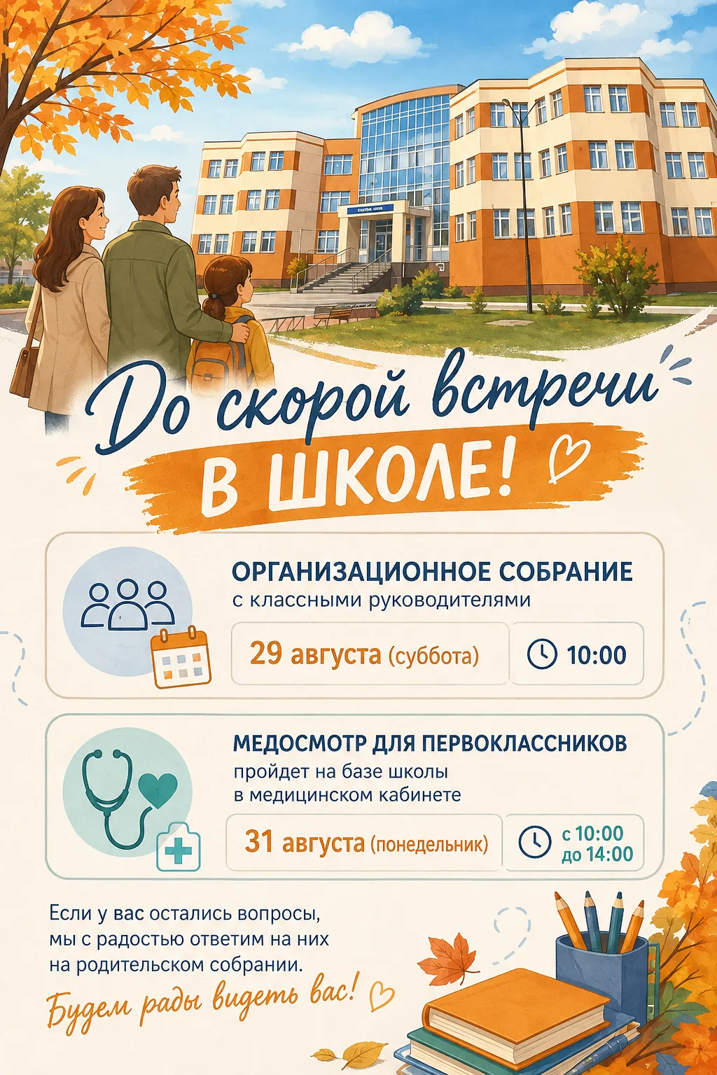 🔔 Уважаемые родители первоклассников!