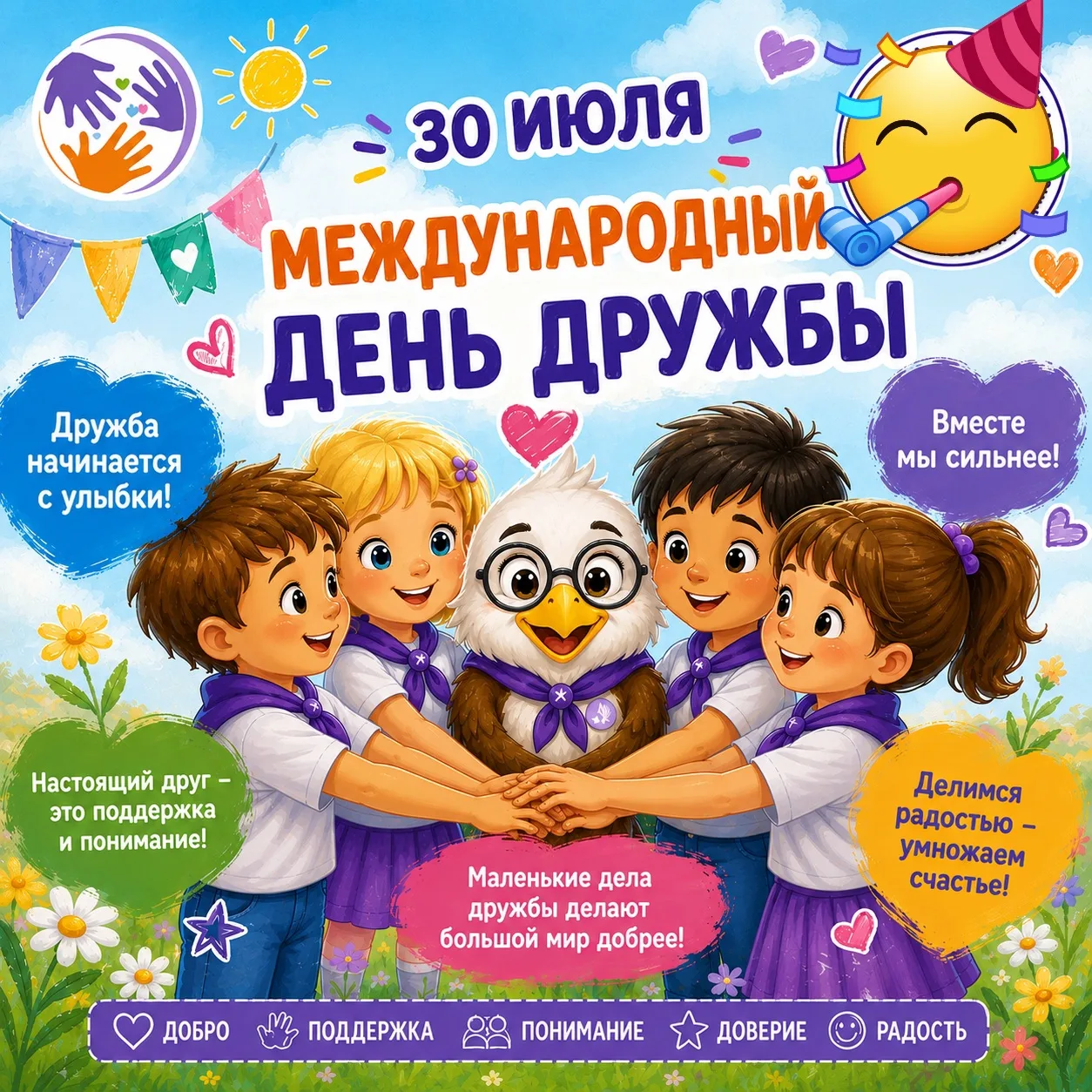 Международный день дружбы — 30 июля! 🎉

Друзья — это не просто слово, а целый мир эмоций, поддержки