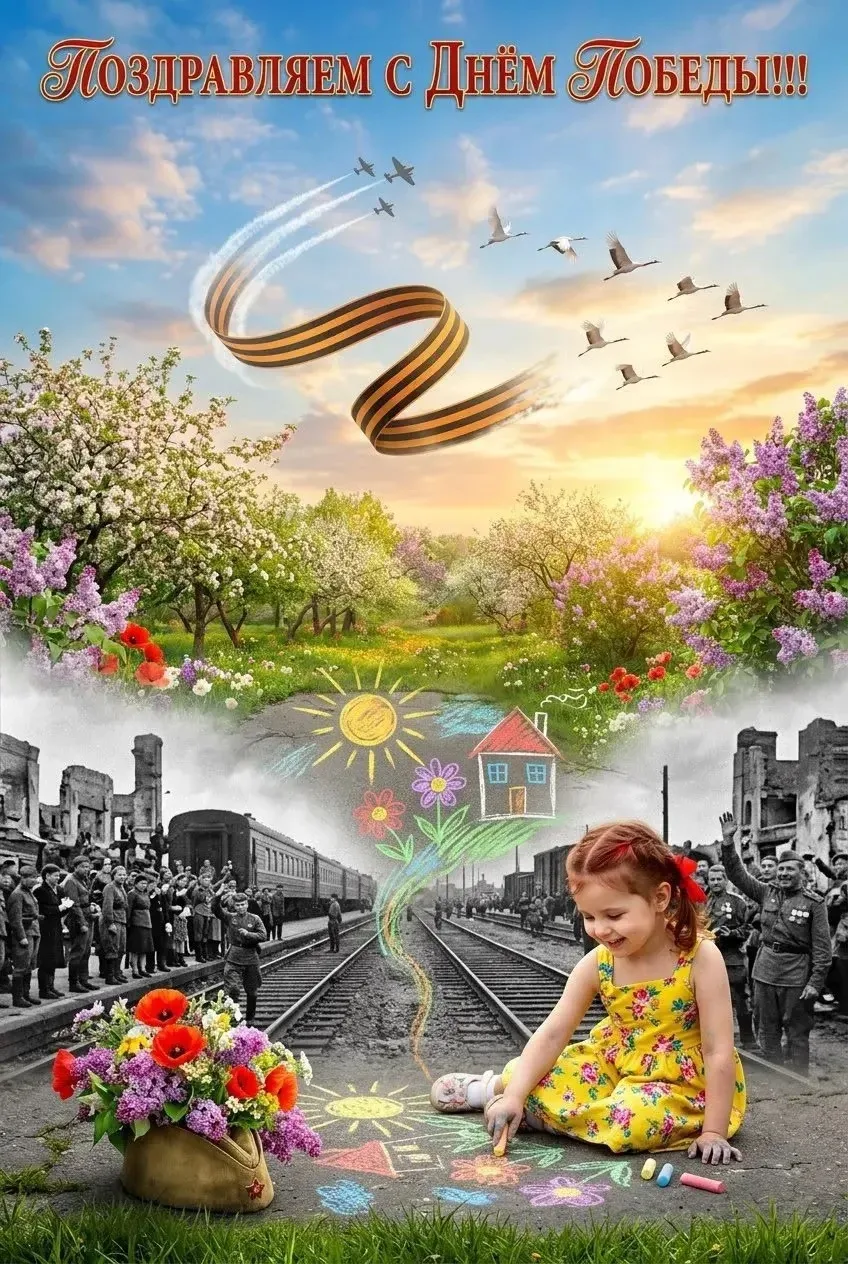 С Днём Победы!🎗️ 💐 
Мира, добра и благополучия! 
Помним, гордимся, чтим!
