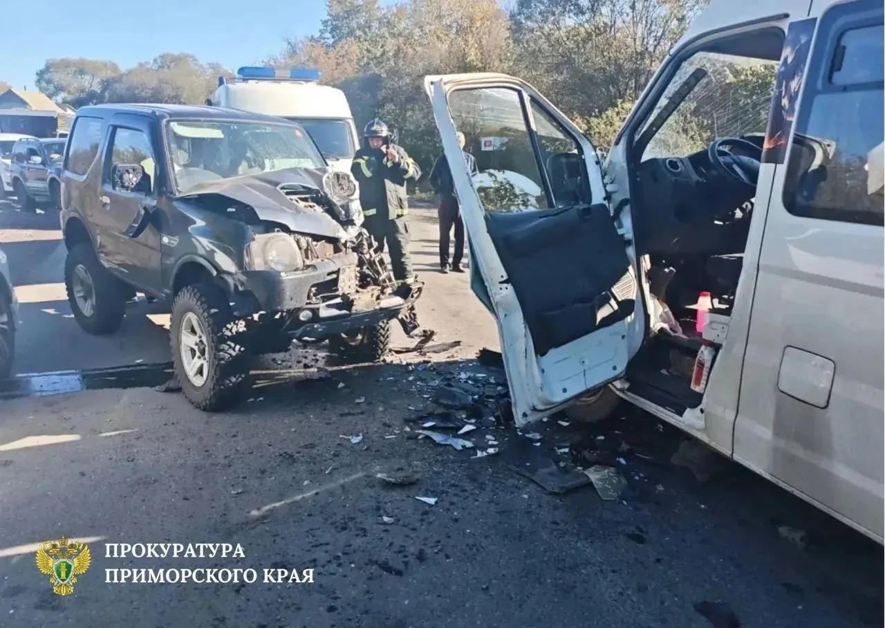 🚌💥 Suzuki Jimny вылетел на встречку и врезался в автобус с пассажирами в Приморье