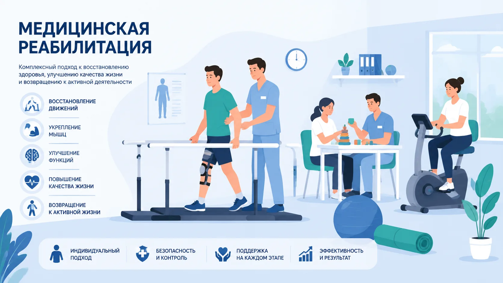 Медицинская реабилитация — это комплекс мер, направленных на восстановление утраченных ...