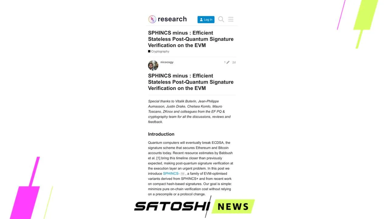 #Ethereum #ETH
Ethereum может начать подготовку учетных записей к квантовой угрозе уже сегодня без н