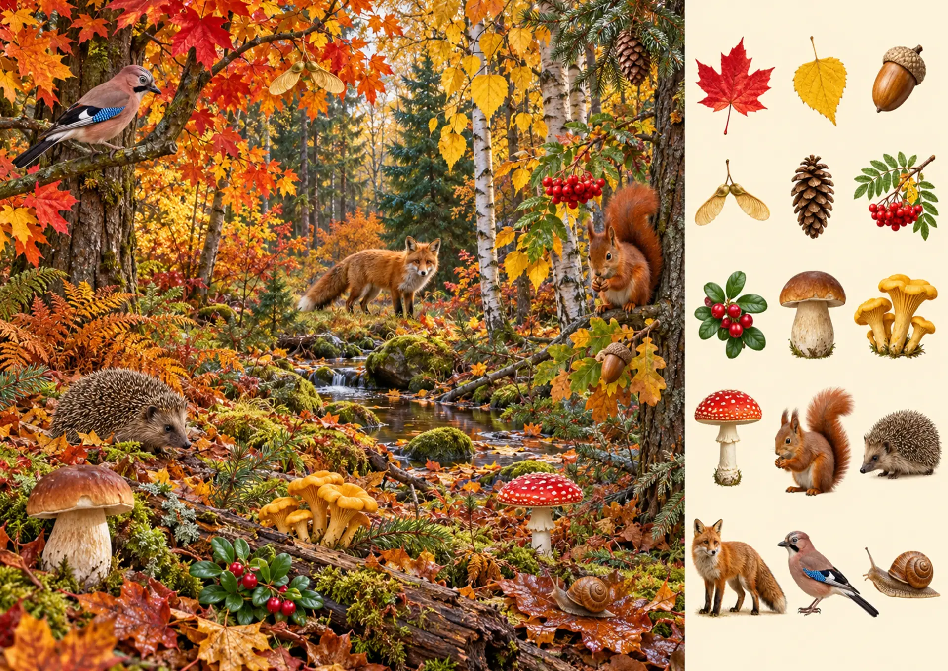 🍂 Виммельбух «Времена года в природе»