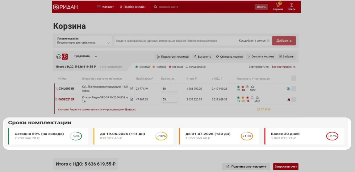 Небольшие доработки для удобного онлайн-заказа оборудования Ридан

Рассчитать примерный срок получен