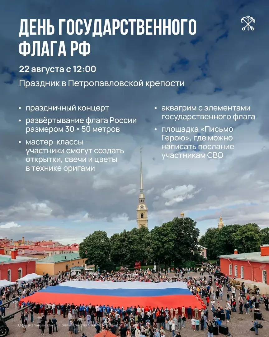 В Петропавловской крепости в эту субботу отметят День Государственного флага РФ.