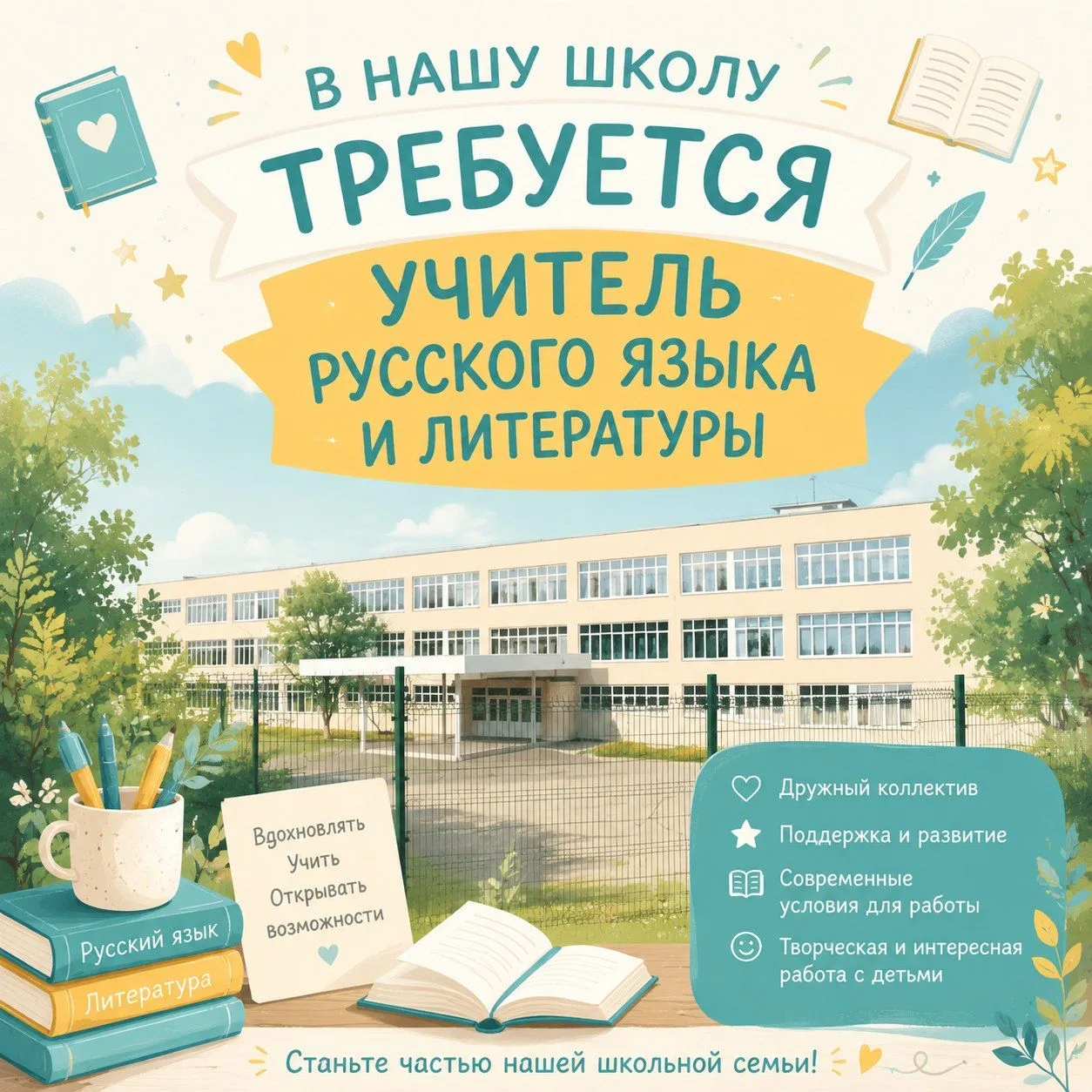 Приглашаем в дружную команду профессионалов! 🏫Наша школа открывает двери для талантливых и энергичн