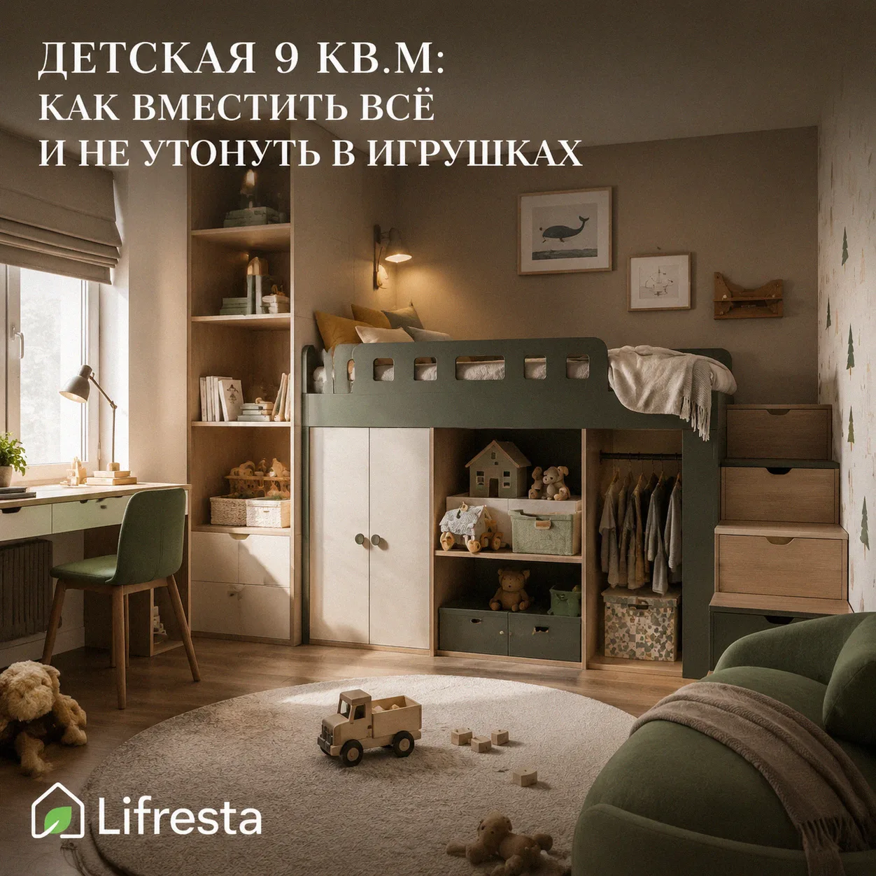 Детская 9 кв.м: как вместить всё и не утонуть в игрушках