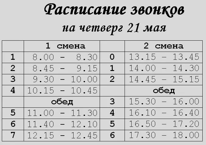 РАСПИСАНИЕ 📅  — четверг   Седьмые уроки I смены и нулевые уроки II смены дистанционно.