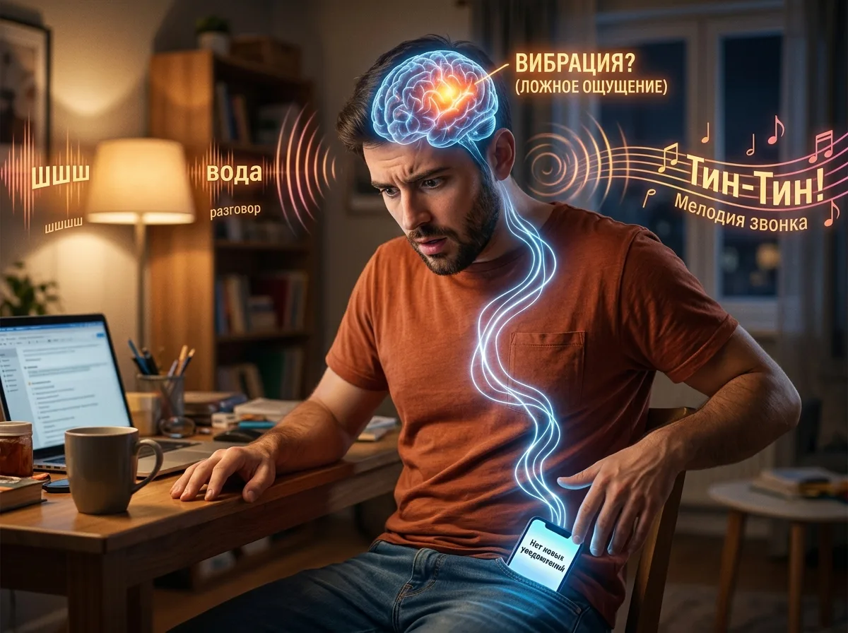Невидимый звонок: Почему мы чувствуем фантомные вибрации смартфона 📱🧠⚡