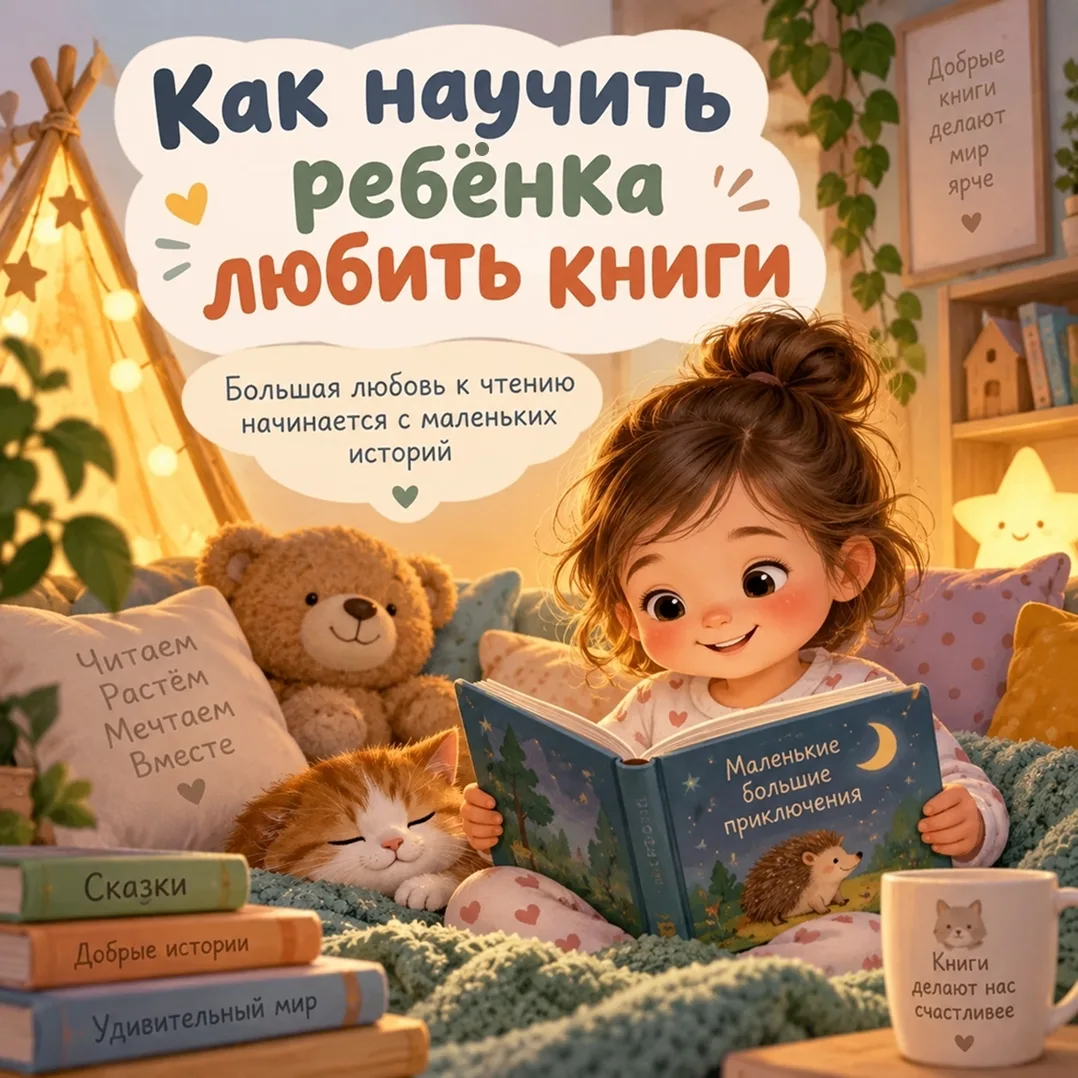 📖 Любовь к книгам рождается в атмосфере уюта, игры и внимания. И прививать её лучше с ...