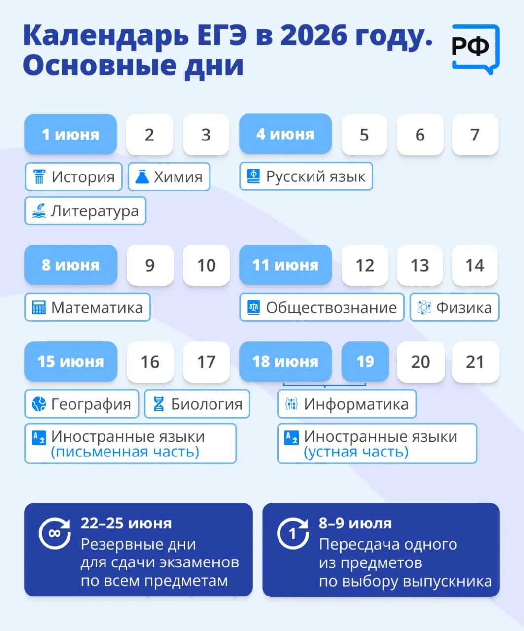 🗓 Дни сдачи ЕГЭ уже можно отмечать в календаре!