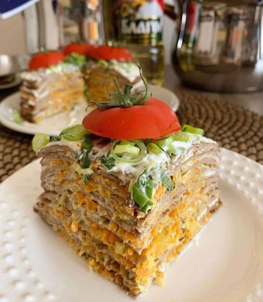 САМЫЙ ВКУСНЫЙ ПЕЧЁНОЧНЫЙ ТОРТ🔥МОЖНО НА УЖИН!

КБЖУ:130/9,1/6,9/7,5

Для блинчиков:
▫️Печень кур