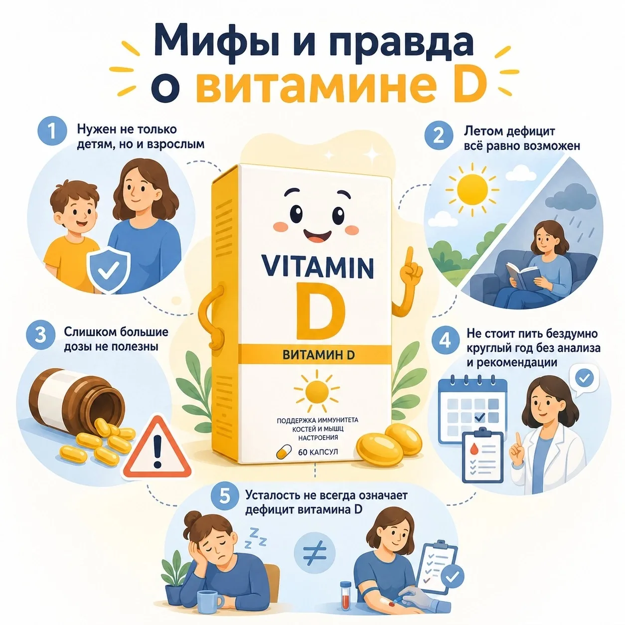 Витамин D: 5 мифов, в которые до сих пор верят 

МИФ 1⃣. ͟В͟и͟т͟а͟м͟и͟н͟ ͟D͟ ͟н͟у͟ж͟е͟н͟ ͟т͟о͟л͟ь͟к͟