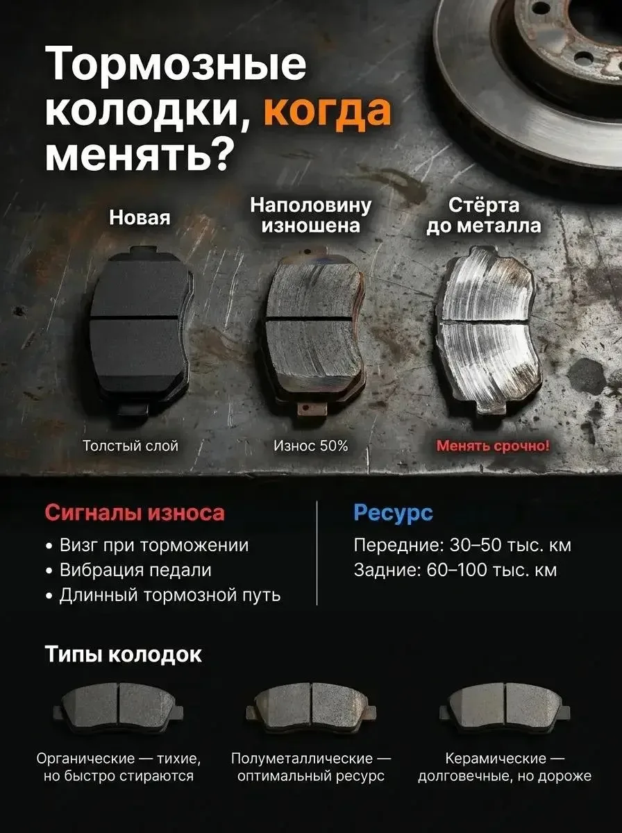 Тормозные колодки, когда менять?🤔
