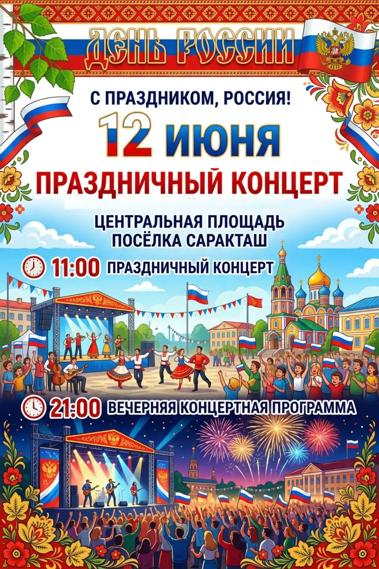🎉 ДЕНЬ РОССИИ В САРАКТАШЕ: ПРАЗДНИК, КОТОРЫЙ НЕЛЬЗЯ ПРОПУСТИТЬ! 🎉 
 
Дорогие жители и гости посёлк