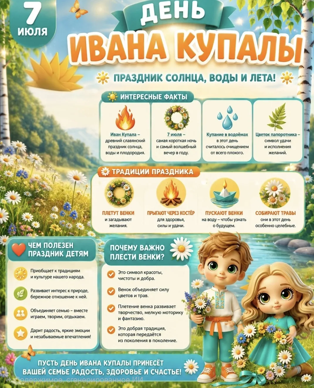 💥 7 июля — День Ивана Купалы! 🌼
Иван Купала — один из самых ярких летних народных праздников.🌿 Он