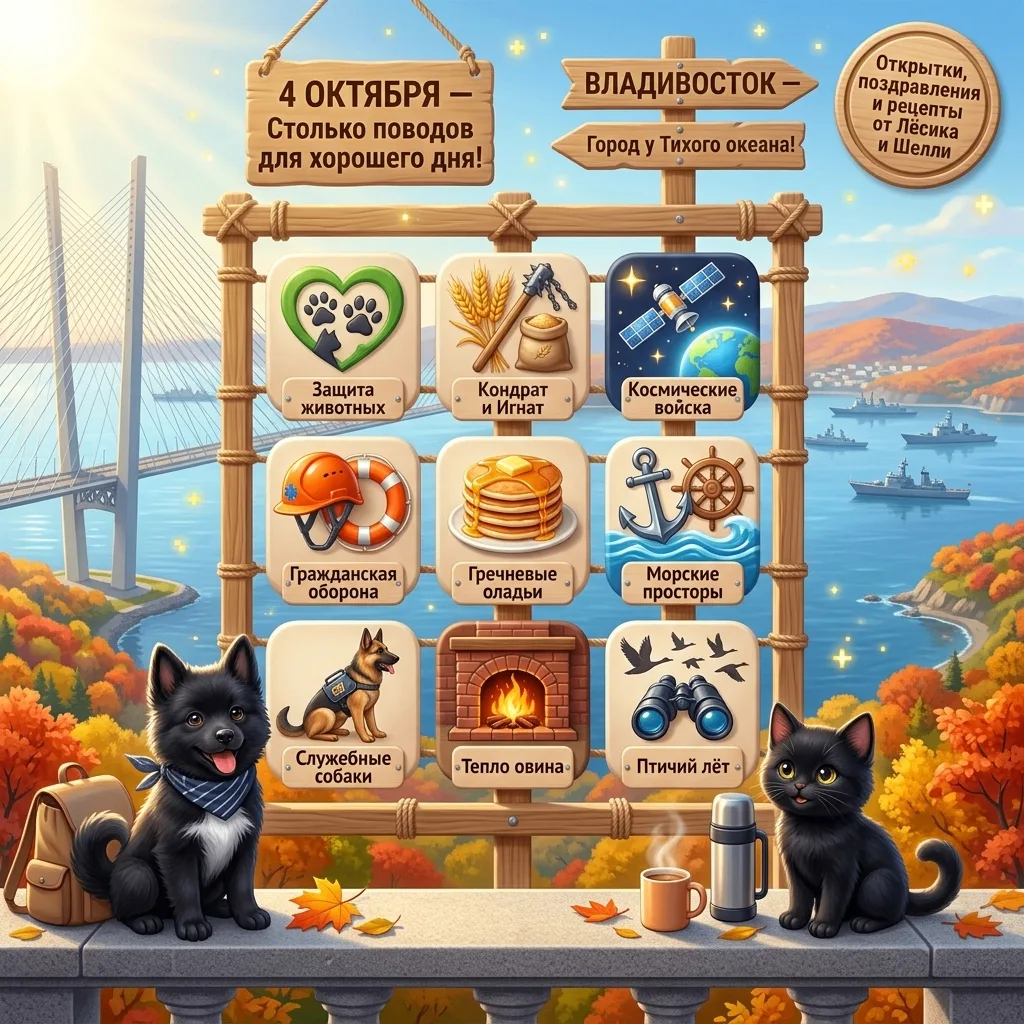 4 ОКТЯБРЯ — СТОЛЬКО ПОВОДОВ ДЛЯ ХОРОШЕГО НАСТРОЕНИЯ! 🍂🎉Четвёртый день октября полон д...