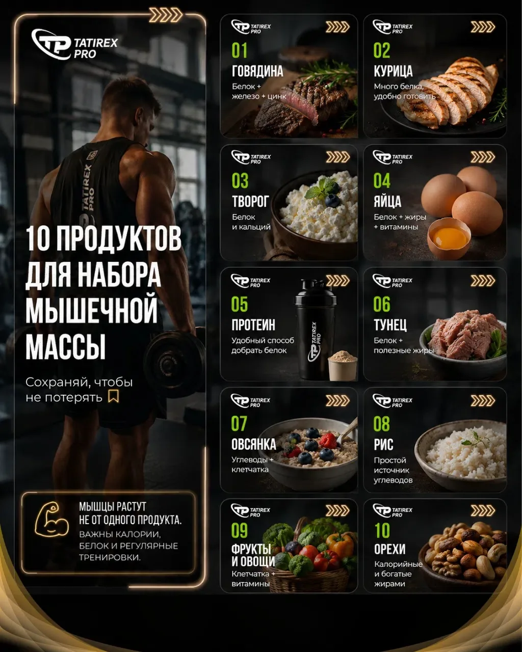 Что есть, чтобы набрать мышечную массу? 💪