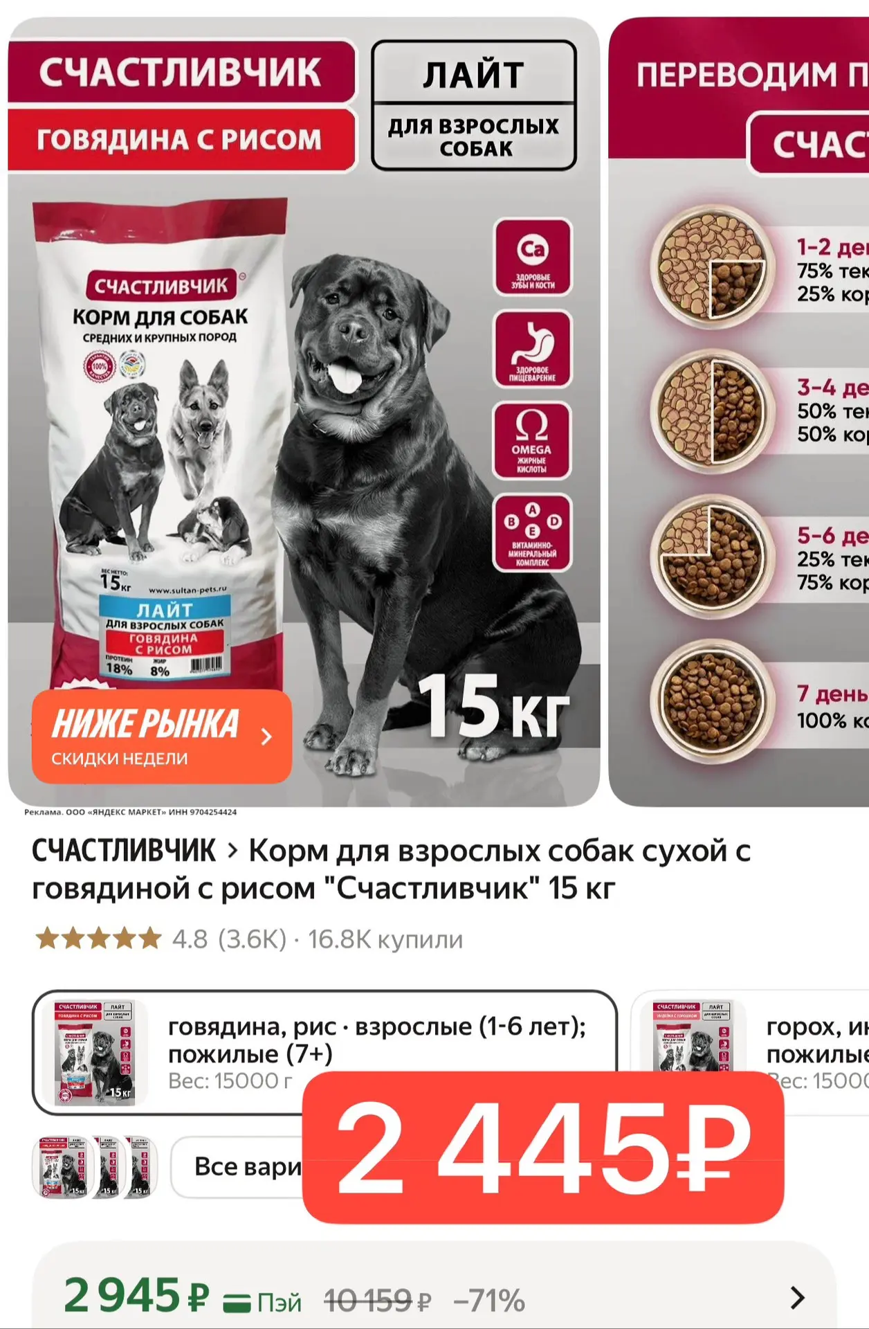 Корм 15 кг 🐾
