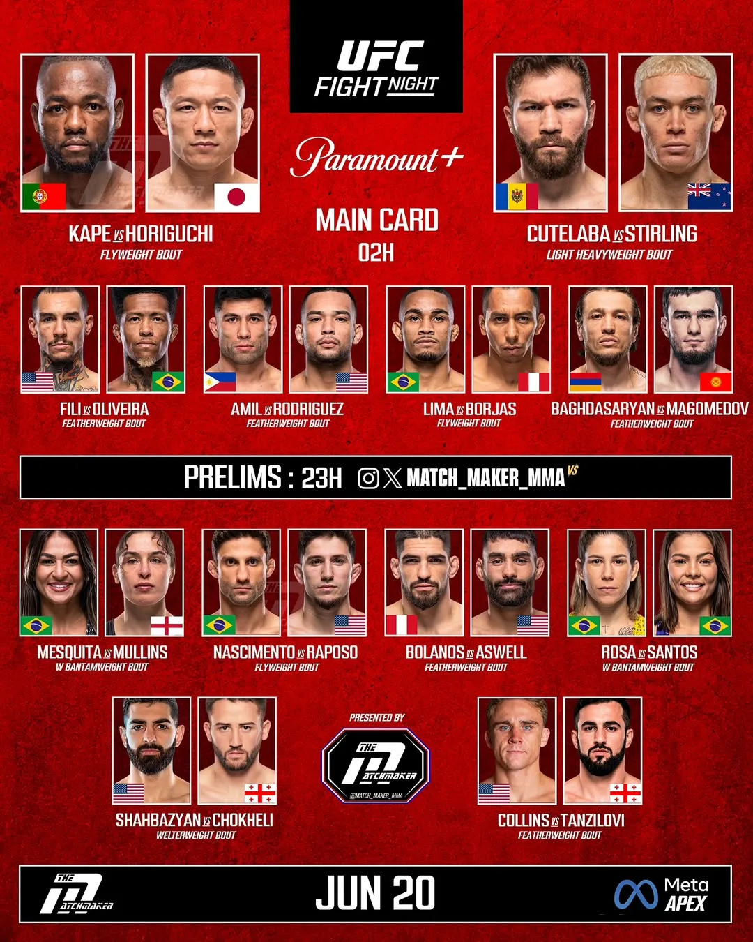 🚂💨💨💨 Следующая остановка ...

📆 #UFCVegas119 • 21 июня в 00:00 (мск) • Главный кард в 03:00 (мс