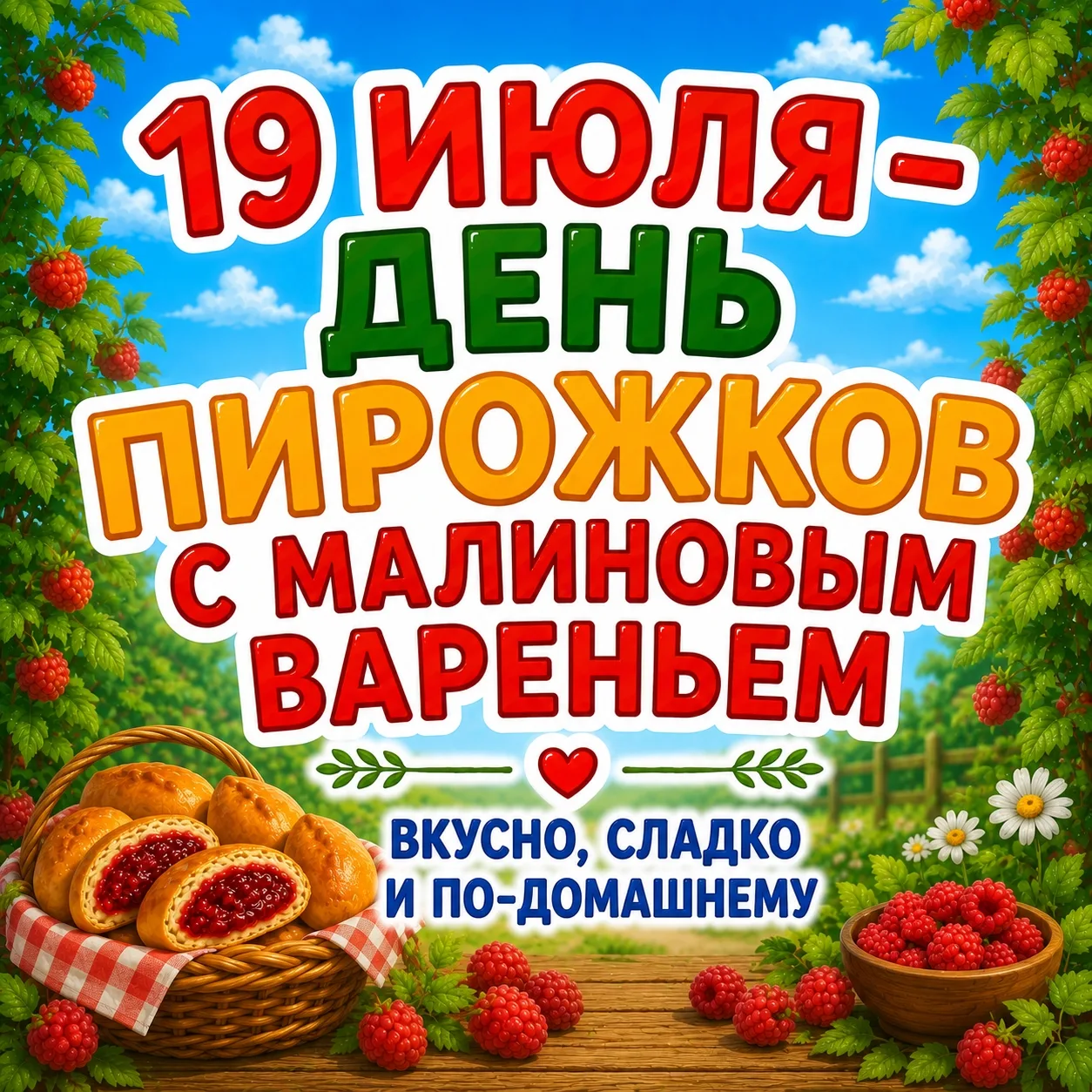 🫐 Сладкий аромат июля: сегодня День пирожков с малиновым вареньем!