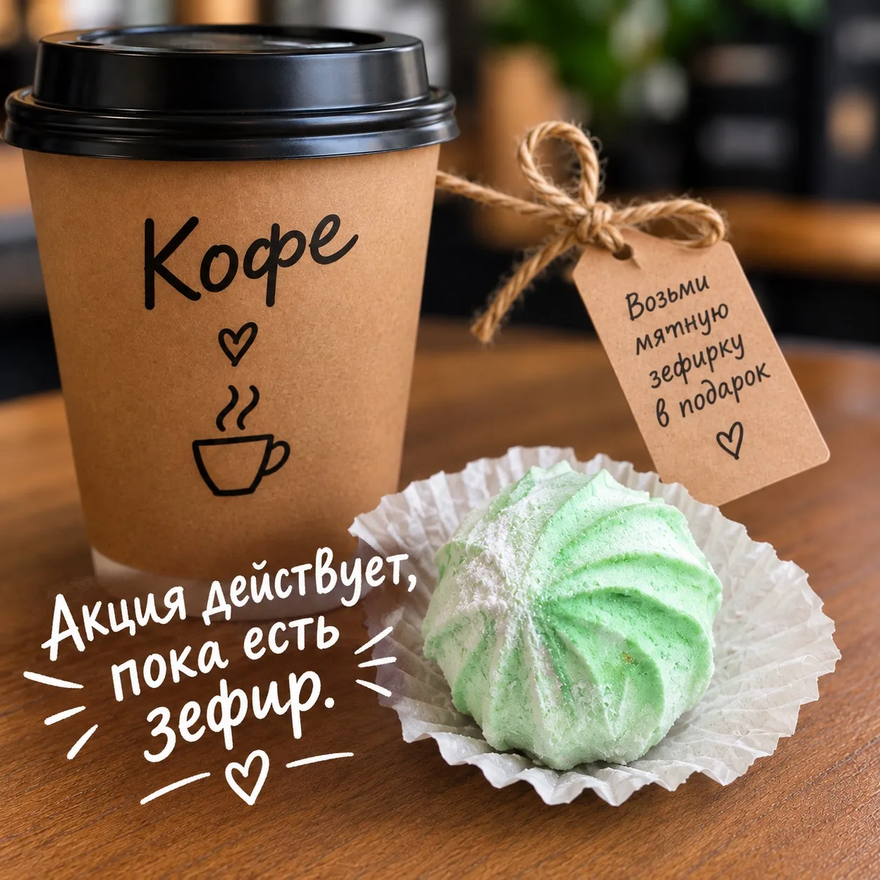 Купи кофе, получи мятную зефирку в подарок