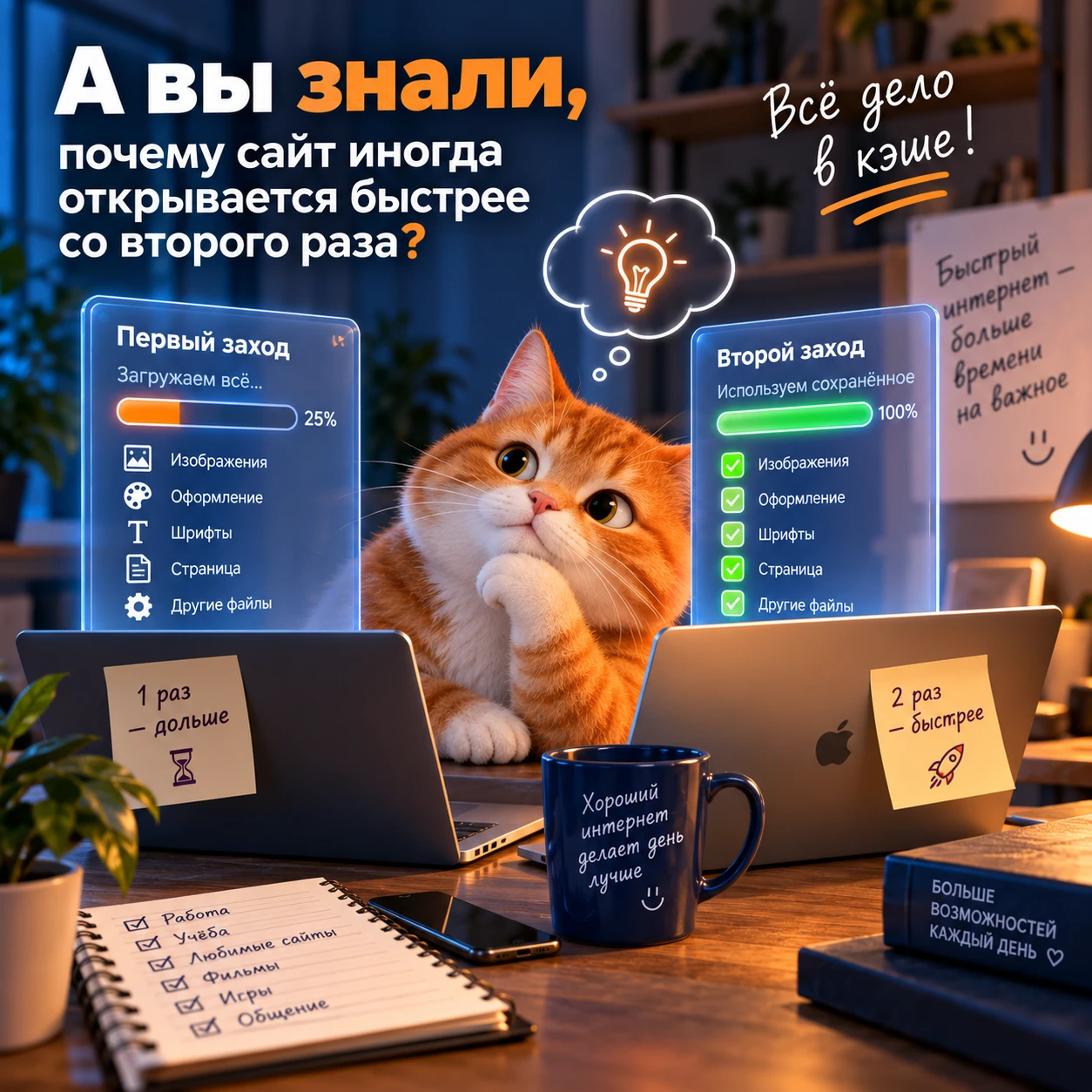 💡 А вы знали, почему сайт иногда открывается быстрее со второго раза?