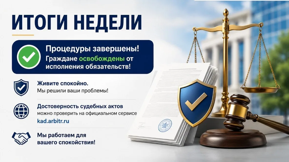 📢  Итоги недели:
Спешим порадовать наших клиентов. Граждане освобождены от исполнения обязательств 