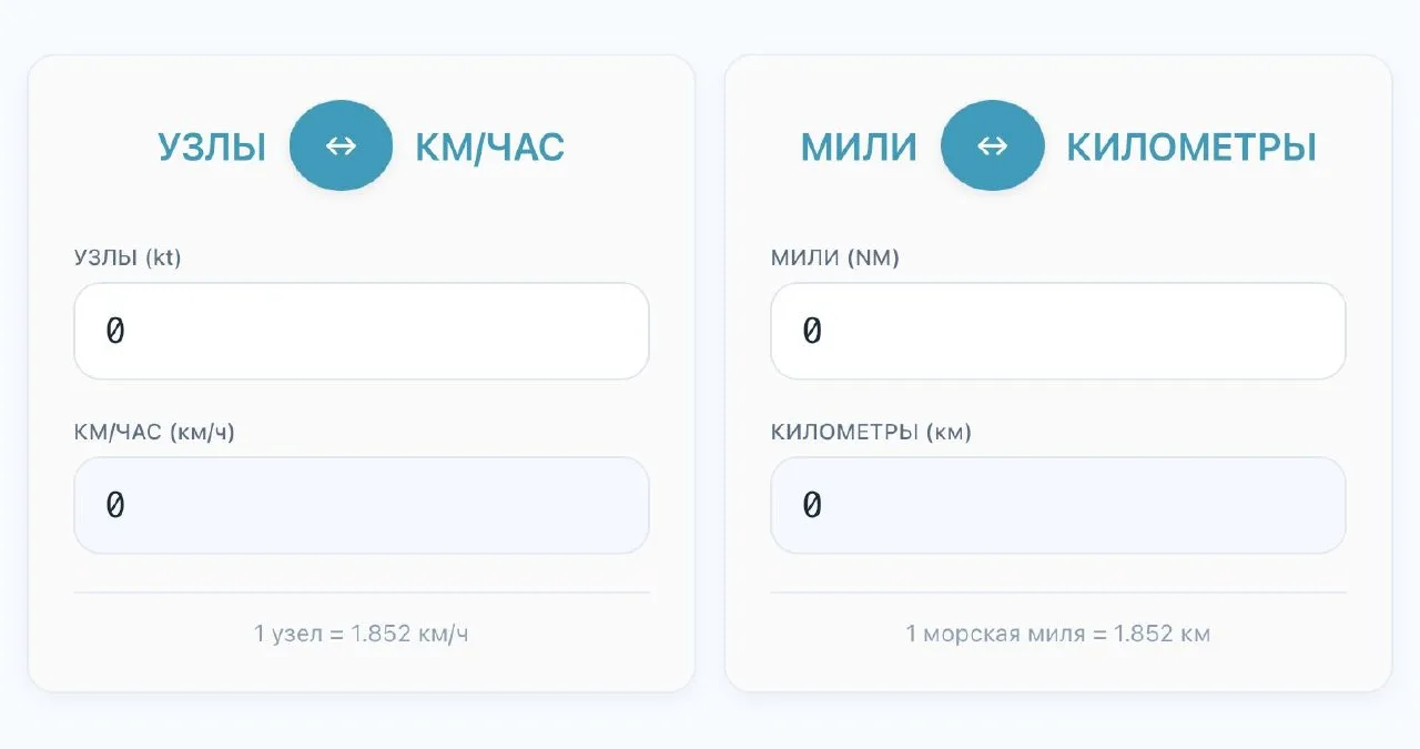 🔣 Просто и удобно. Калькуляторы для судоводителей