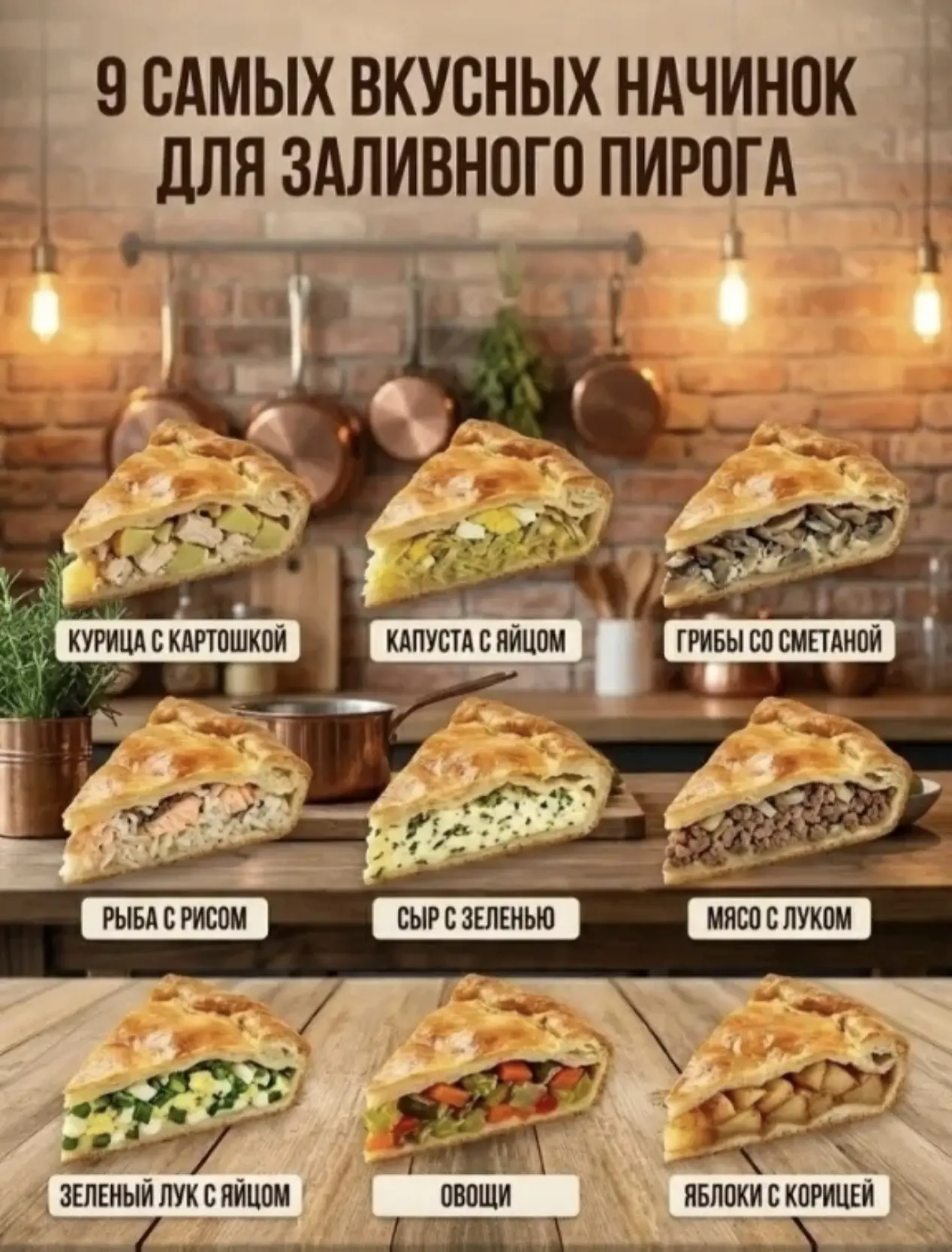 🥧 9 ИДЕЙ НАЧИНОК ДЛЯ ЗАЛИВНОГО ПИРOГА