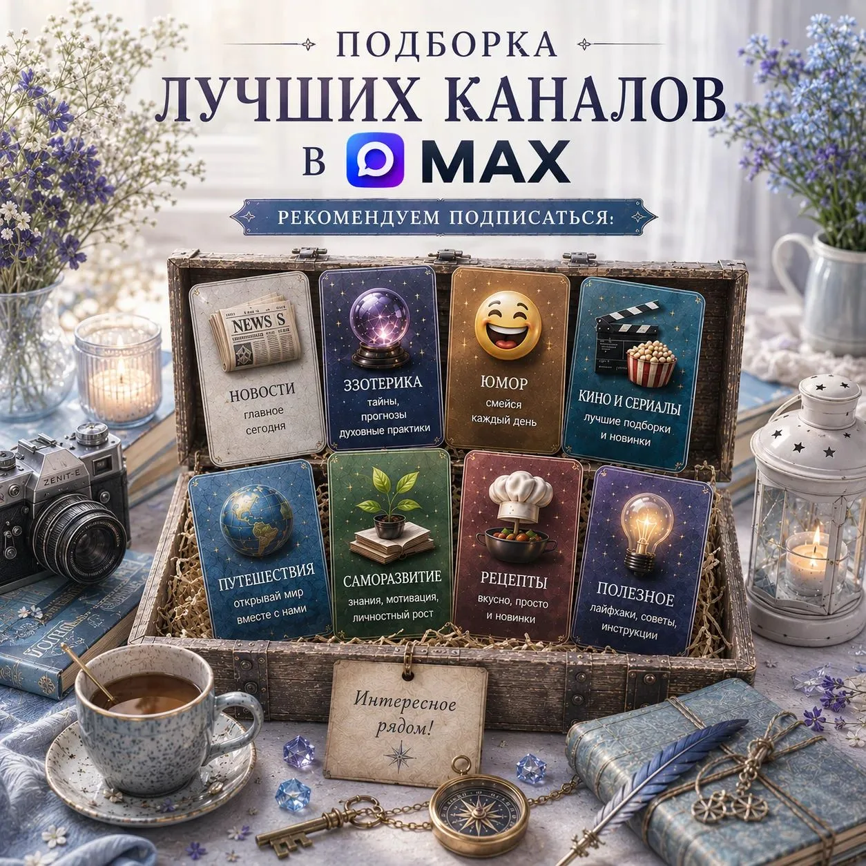 Собрали для вас лучшие каналы МАХ ✨

Интересное, полезное и атмосферное — в одном месте.
Подписывайт