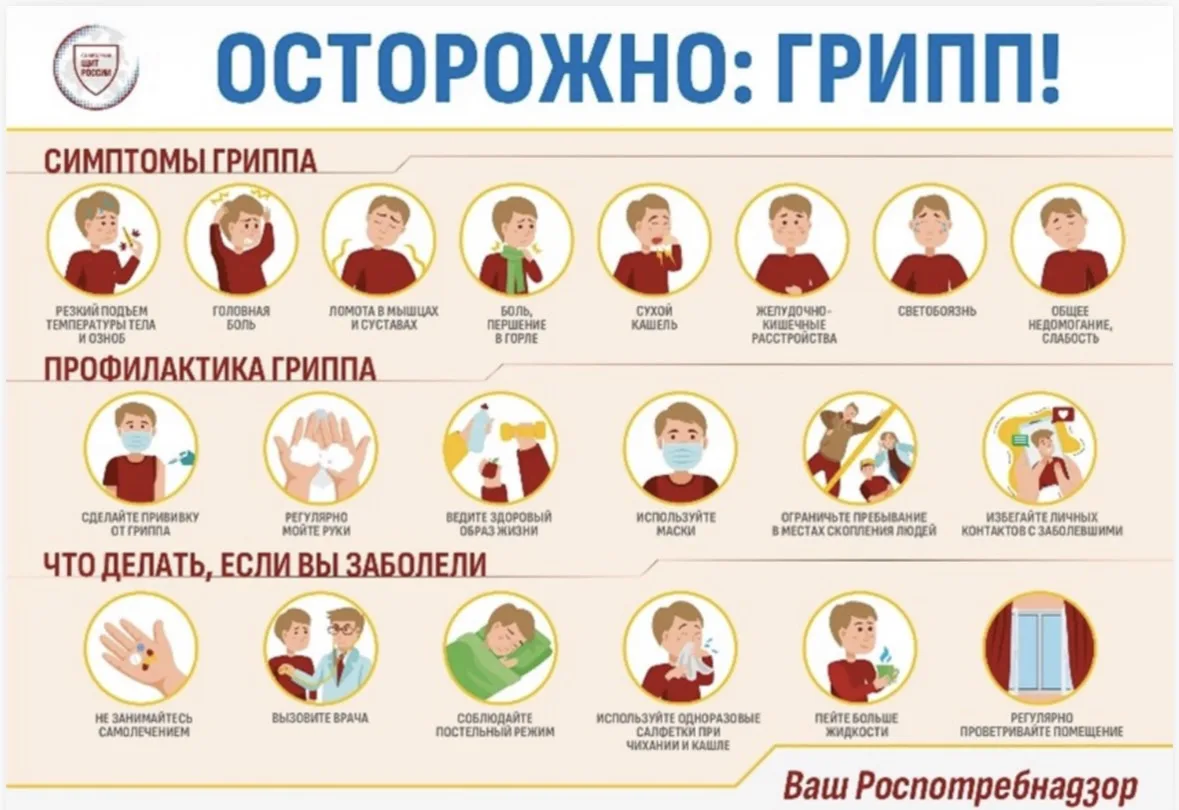 🦠Осторожно: грипп — симптомы, профилактика и лечение.