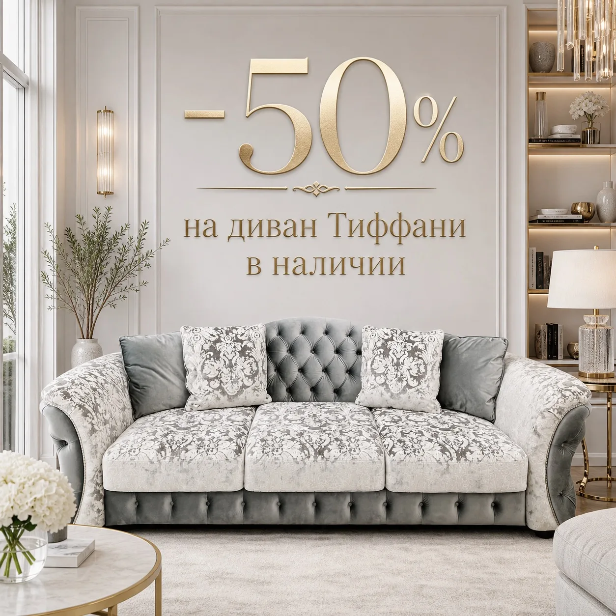 Диван «Тиффани» – настоящее воплощение роскоши и комфорта, созданное, чтобы стать сердц...