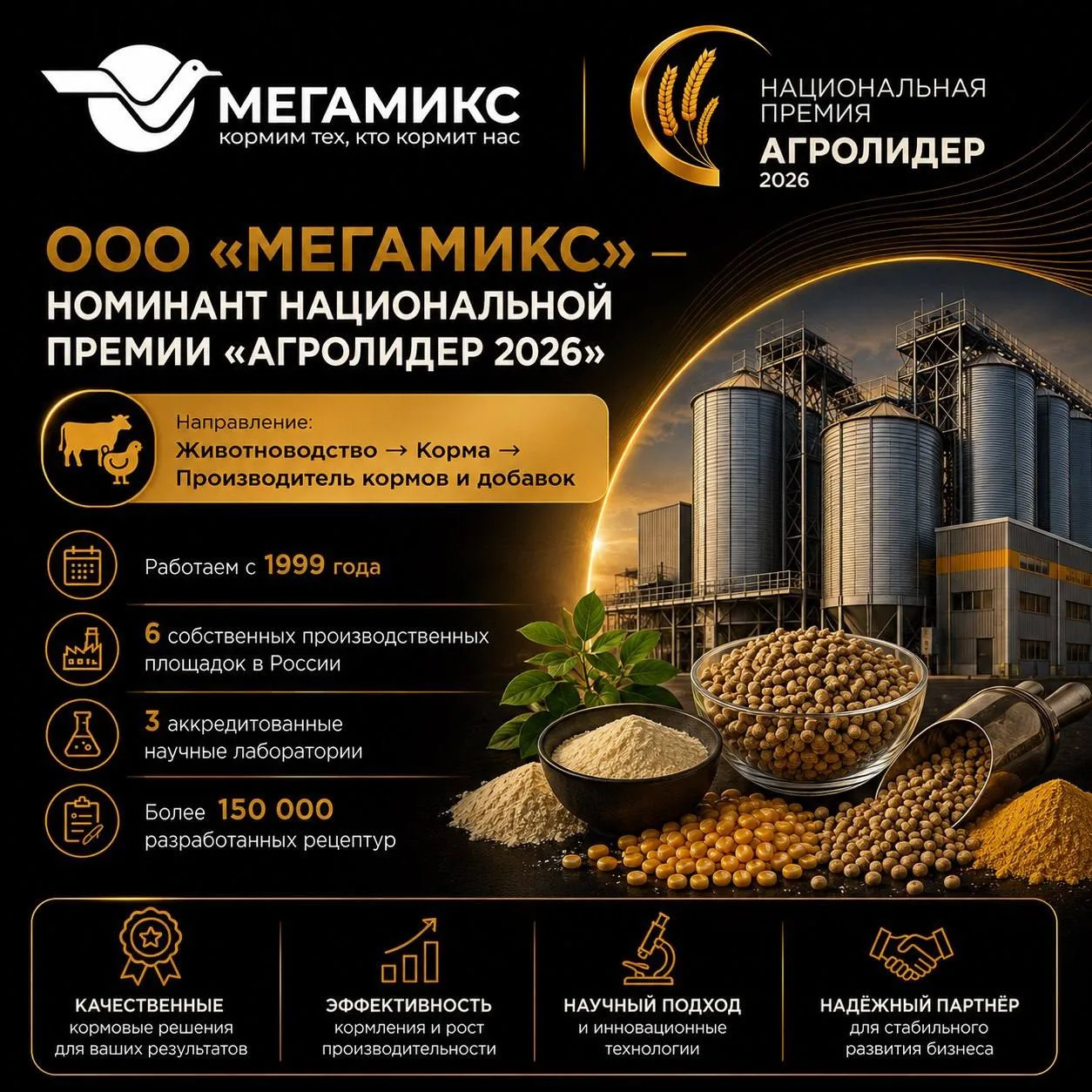 ООО «МЕГАМИКС» — номинант Национальной премии «АГРОЛИДЕР 2026»