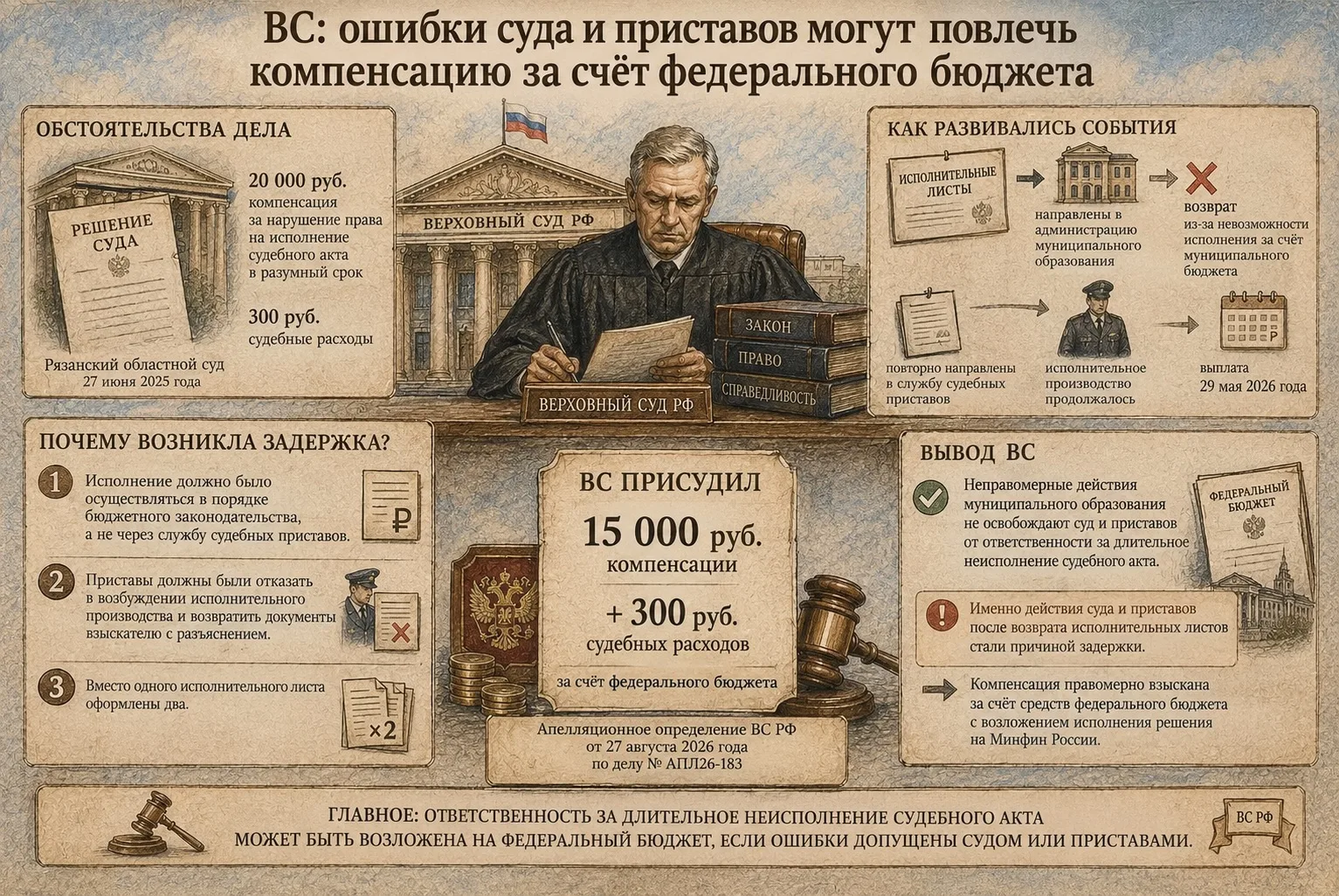 ⚖️ ВС: ошибки суда и приставов могут повлечь компенсацию за счёт федерального бюджета