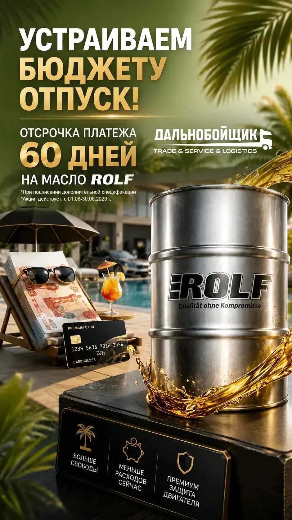 🌴 Устраиваем бюджету отпуск!😎

«Дальнобойщик» подготовил отличное предложение- 🔥 Отсрочка платежа