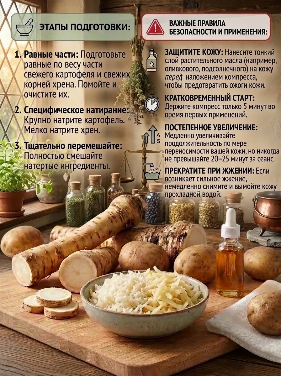 🧊 Компресс из картофеля и хрена: спасение для суставов!